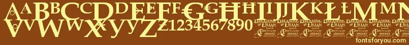 DreamingOfLilian Font – Yellow Fonts on Brown Background