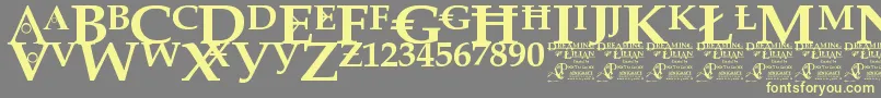 DreamingOfLilian-Schriftart – Gelbe Schriften auf grauem Hintergrund