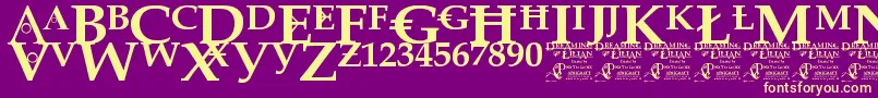 DreamingOfLilian Font – Yellow Fonts on Purple Background
