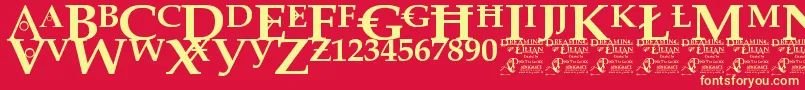 DreamingOfLilian Font – Yellow Fonts on Red Background