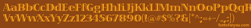 Weitere Informationen zur VivastdBold-Schriftart VivastdBold-Schriftart – Orangefarbene Schriften auf braunem Hintergrund