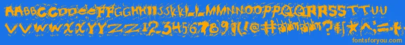 Saiba mais sobre a fonte Misconstrued Fonte Misconstrued – fontes laranjas em um fundo azul