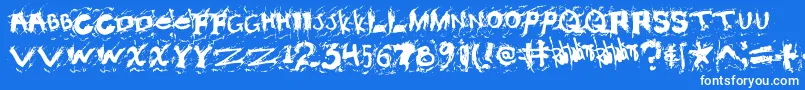 Misconstrued-Schriftart – Weiße Schriften auf blauem Hintergrund