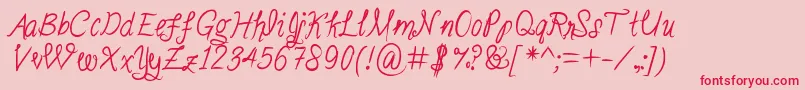 フォントStealingkissesinthemoonlight – ピンクの背景に赤い文字