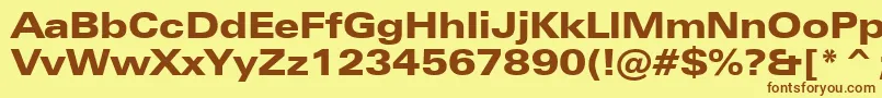 ZurichBlackExtendedBt Font – Brown Fonts on Yellow Background