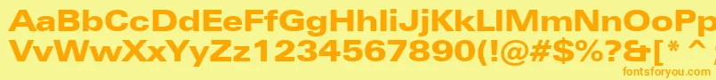 ZurichBlackExtendedBt-Schriftart – Orangefarbene Schriften auf gelbem Hintergrund