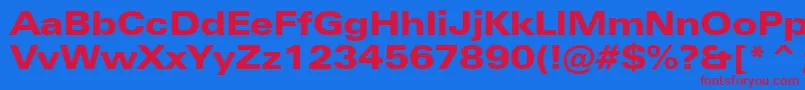 ZurichBlackExtendedBt-Schriftart – Rote Schriften auf blauem Hintergrund