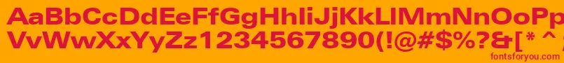 ZurichBlackExtendedBt-Schriftart – Rote Schriften auf orangefarbenem Hintergrund