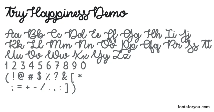TryHappinessDemo Font – alphabet, numbers, special characters