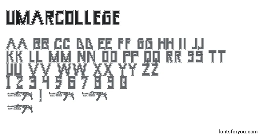 A fonte UmarCollege – alfabeto, números, caracteres especiais
