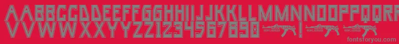 UmarCollege-Schriftart – Graue Schriften auf rotem Hintergrund