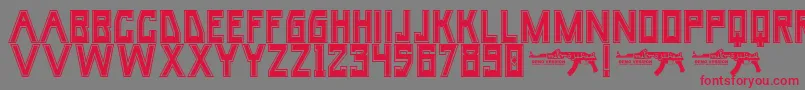 UmarCollege-Schriftart – Rote Schriften auf grauem Hintergrund