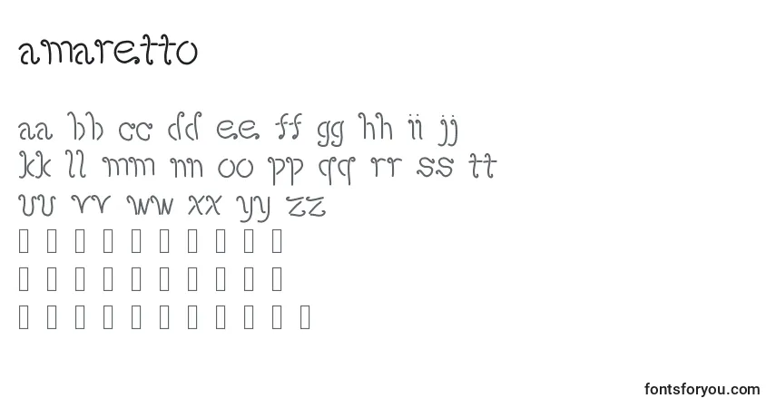 Schriftart Amaretto – Alphabet, Zahlen, spezielle Symbole