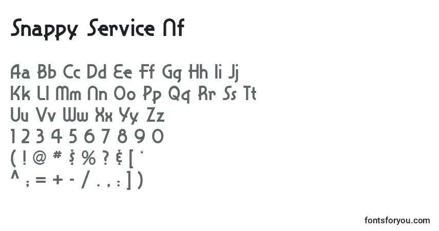Czcionka Snappy Service Nf – alfabet, cyfry, specjalne znaki