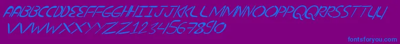 NuevostencilTilt Font – Blue Fonts on Purple Background