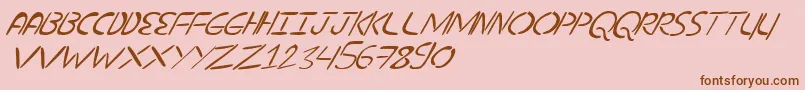 NuevostencilTilt Font – Brown Fonts on Pink Background