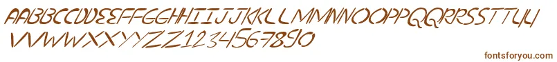 NuevostencilTilt-fontti – ruskeat fontit valkoisella taustalla