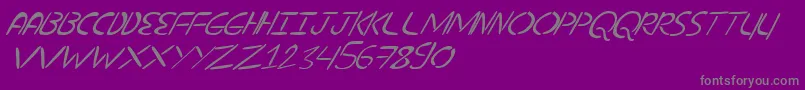 フォントNuevostencilTilt – 紫の背景に灰色の文字