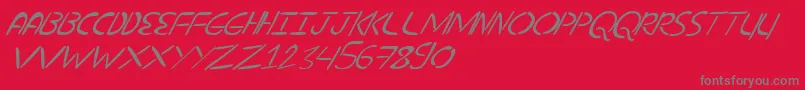 NuevostencilTilt-Schriftart – Graue Schriften auf rotem Hintergrund