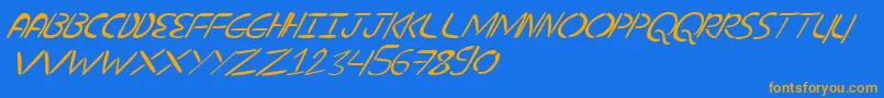 NuevostencilTilt Font – Orange Fonts on Blue Background