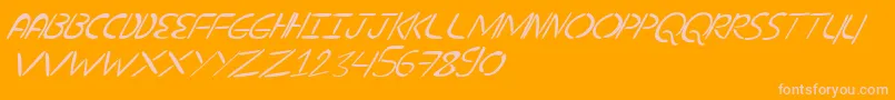 NuevostencilTilt Font – Pink Fonts on Orange Background