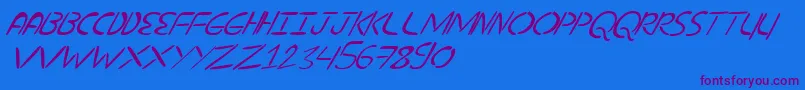 NuevostencilTilt Font – Purple Fonts on Blue Background