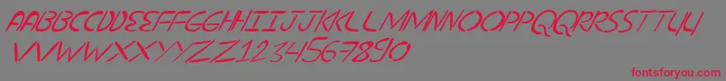 NuevostencilTilt-Schriftart – Rote Schriften auf grauem Hintergrund