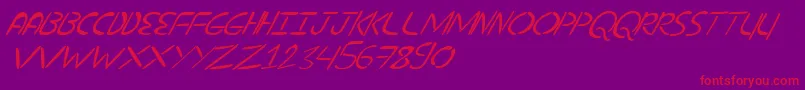 NuevostencilTilt Font – Red Fonts on Purple Background