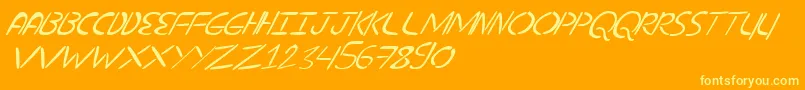 NuevostencilTilt Font – Yellow Fonts on Orange Background