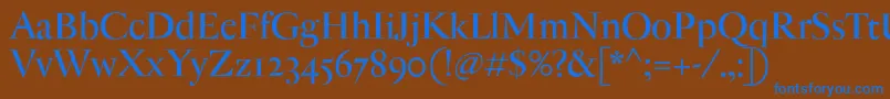 AntiqueModerne-Schriftart – Blaue Schriften auf braunem Hintergrund
