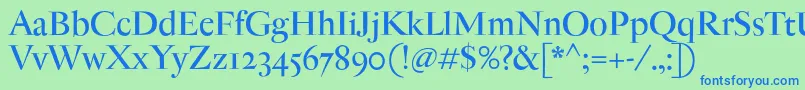 AntiqueModerne Font – Blue Fonts on Green Background