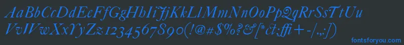 Шрифт ItcFoundersCaslon42Italic – синие шрифты на чёрном фоне