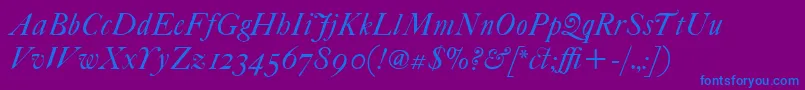 ItcFoundersCaslon42Italic Font – Blue Fonts on Purple Background