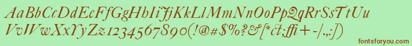 Шрифт ItcFoundersCaslon42Italic – коричневые шрифты на зелёном фоне