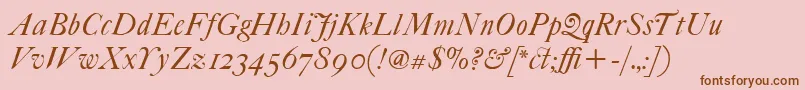 フォントItcFoundersCaslon42Italic – ピンクの背景に茶色のフォント