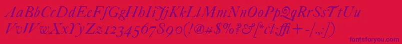 Police ItcFoundersCaslon42Italic – polices violettes sur fond rouge