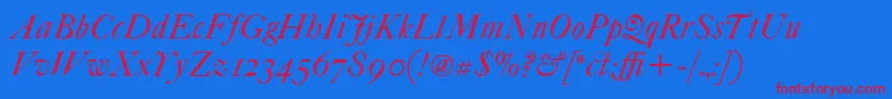 ItcFoundersCaslon42Italic Font – Red Fonts on Blue Background