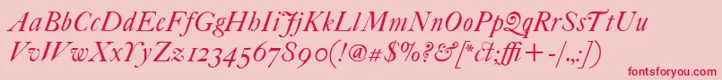 Fonte ItcFoundersCaslon42Italic – fontes vermelhas em um fundo rosa