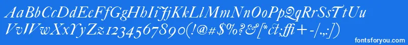 フォントItcFoundersCaslon42Italic – 青い背景に白い文字