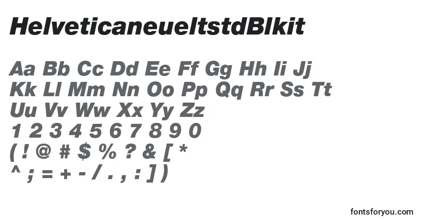 A fonte HelveticaneueltstdBlkit – alfabeto, números, caracteres especiais
