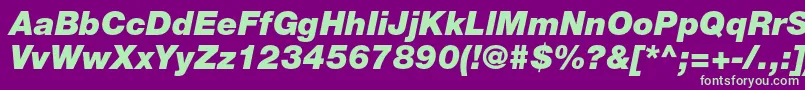 HelveticaneueltstdBlkit Font – Green Fonts on Purple Background