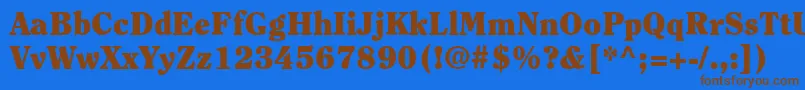 フォントItcClearfaceLtBlack – 茶色の文字が青い背景にあります。