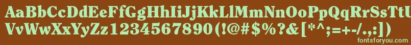 フォントItcClearfaceLtBlack – 緑色の文字が茶色の背景にあります。