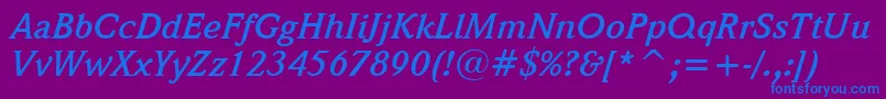 WeidemannBoldItalicBt Font – Blue Fonts on Purple Background