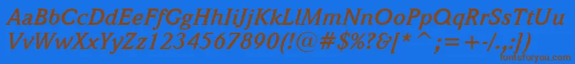 WeidemannBoldItalicBt Font – Brown Fonts on Blue Background