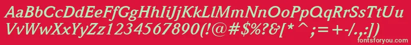 WeidemannBoldItalicBt Font – Green Fonts on Red Background