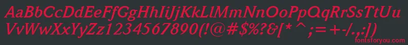 WeidemannBoldItalicBt Font – Red Fonts on Black Background