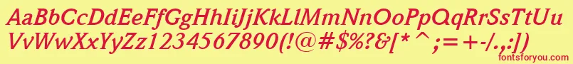 WeidemannBoldItalicBt Font – Red Fonts on Yellow Background