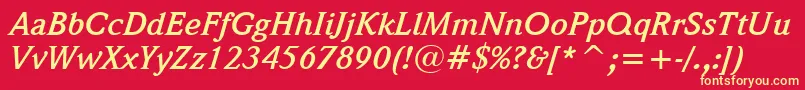 WeidemannBoldItalicBt Font – Yellow Fonts on Red Background
