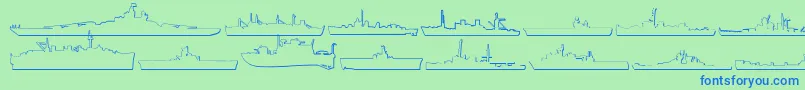 フォントUsnavym3D – 青い文字は緑の背景です。